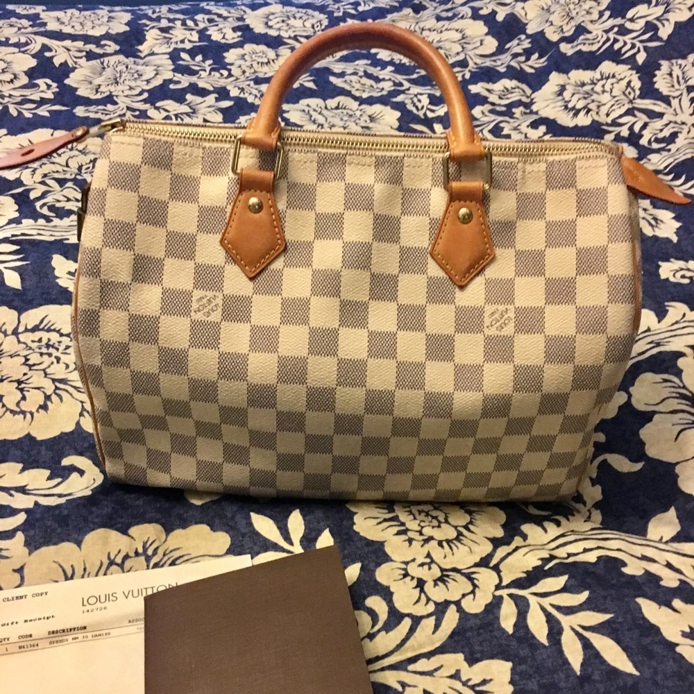 Authentic Louis Vuitton Speedy 30 Damier Azure Bag